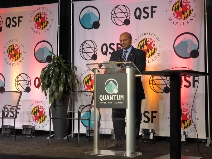Amitabh Varshney, UMD CMNS Dean and Interim Vice President for Research, speaks at the Quantum Investment Summit 10-13-21.