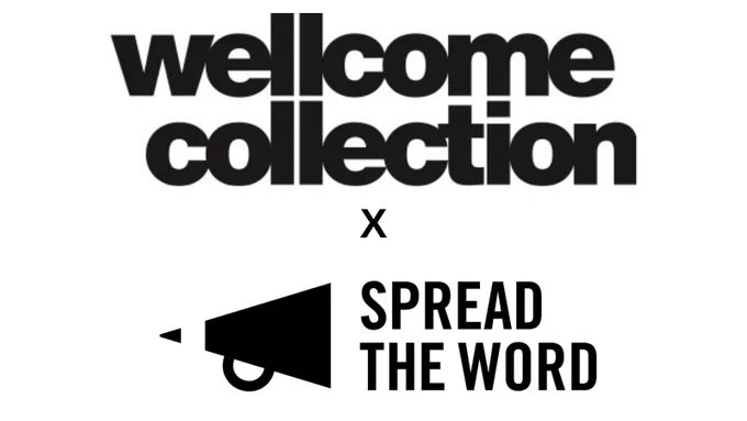 Wellcome Collection x Spread the Word logos in black on a white background