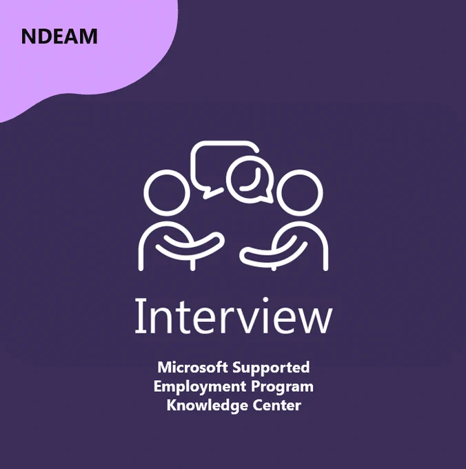 Icon of two people facing each other with talk bubbles in the center with the word Interview underneath. 