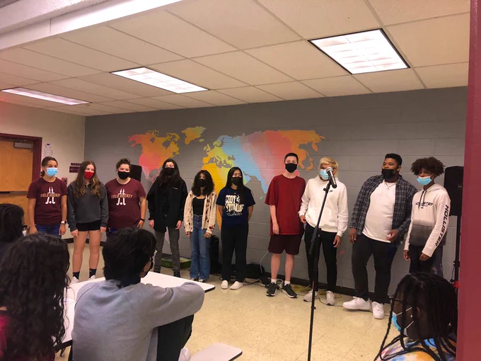 Vocal Ensemble performing at Open Mic