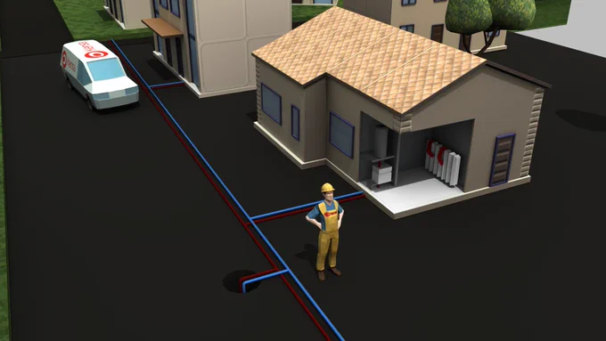 Augmented Reality of Green Street from Kensa Heat Pumps.