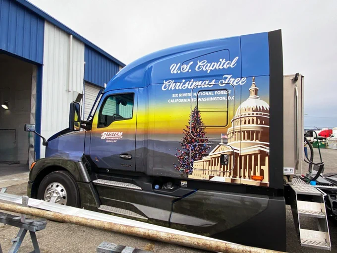  US Capitol Christmas Tree truck wrap, completed by SuperGraphics.