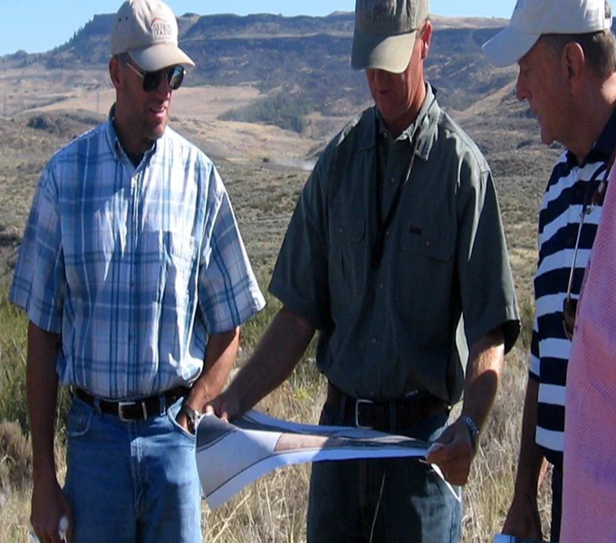 Cass Gebbers, David McLay Kidd, and Orrin Vincent pre-construction of Gamble Sands