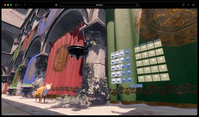 Screen shot of game engine running in a browser window