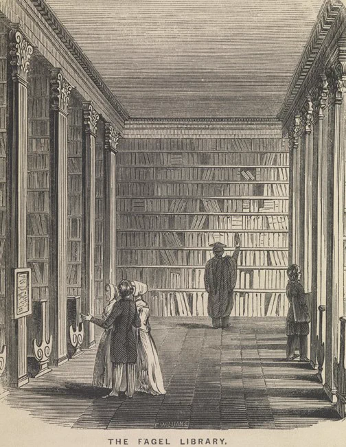 Engraving of the Fagel Library, from W.B.S. Taylor’s ‘History of the University of Dublin’, 1845