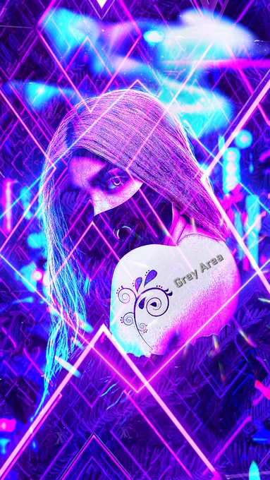 A Grey Area Fine Art tattoo on a brunette woman surrounded by lights. NFT Marketplace: NFT Gallery: Fine Art: Fine Art Gallery: Crypto: Ripple: Bitcoin: Monero: Ethereum