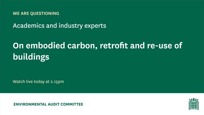 We are questioning academics and industry experts on embodied carbon, retrofit and the re-use of buildings. Watch live today at 2.15pm.