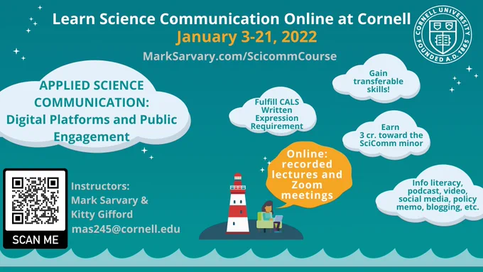 Advertisement for the winter science communication course (https://marksarvary.com/scicommcourse/)