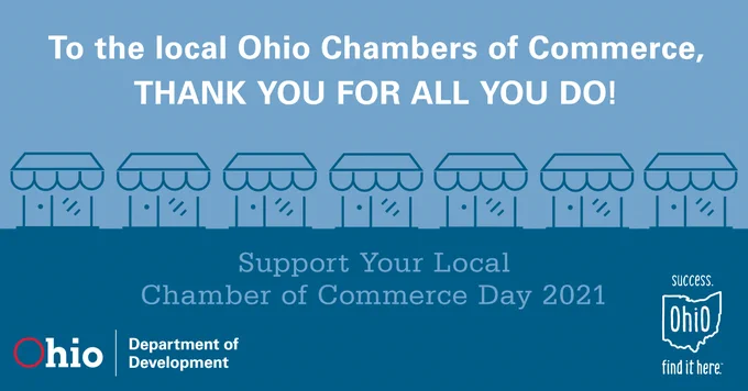 To the local Ohio Chambers of Commerce, thank you for all you do!
Support your local Chamber of Commerce Day 2021
Ohio Department of Development logo
Success Ohio Find It Here logo