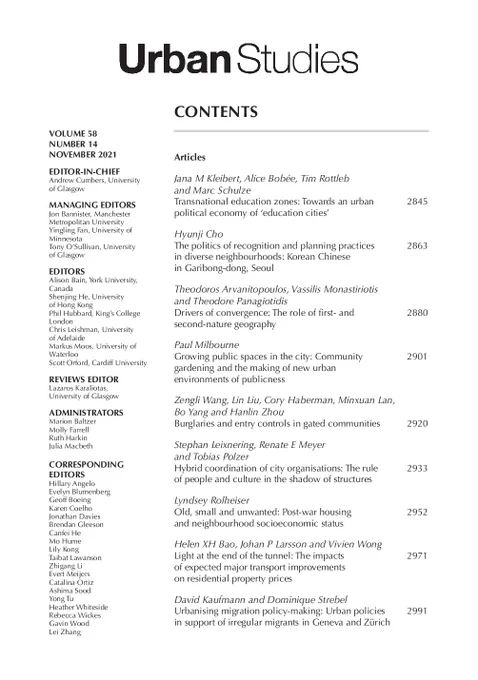 Urban Studies Journal contents page 1