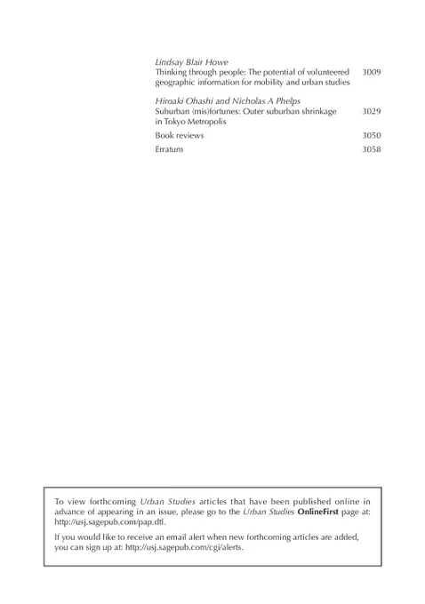 Urban Studies Journal contents page 2