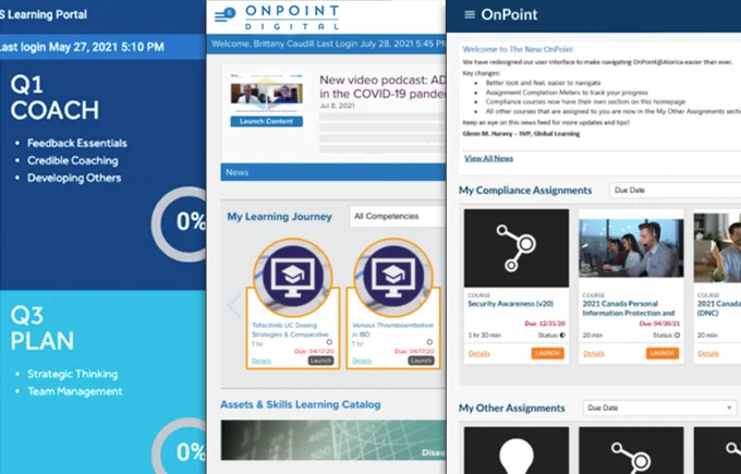 A sample of OnPoint Digital customer interfaces.