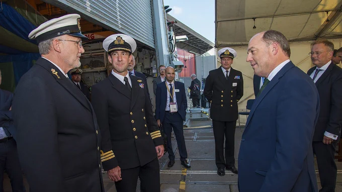 CPO(MEM) Sharkey Ward is introduced to the Defence Secretary at DSEI in September