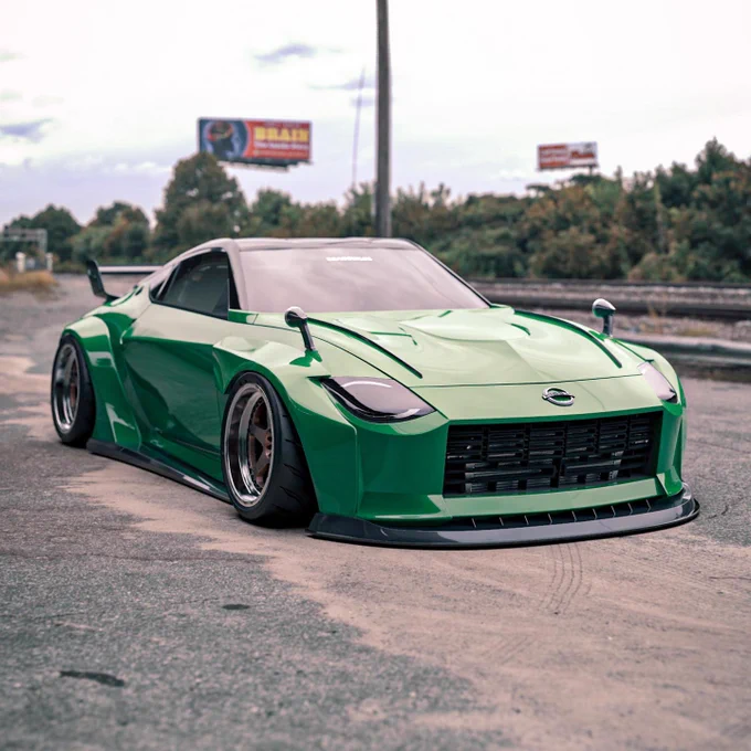 Wide Body Nissan 400Z on Work Wheels Gnosis HS203 & Big Wing - Hypebeast Wallpaper— Automotive Rendering by Brad Builds. (Front End) 