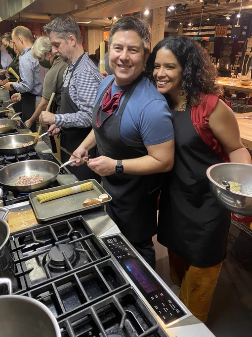 Merrie & Derek during hands on cooking part