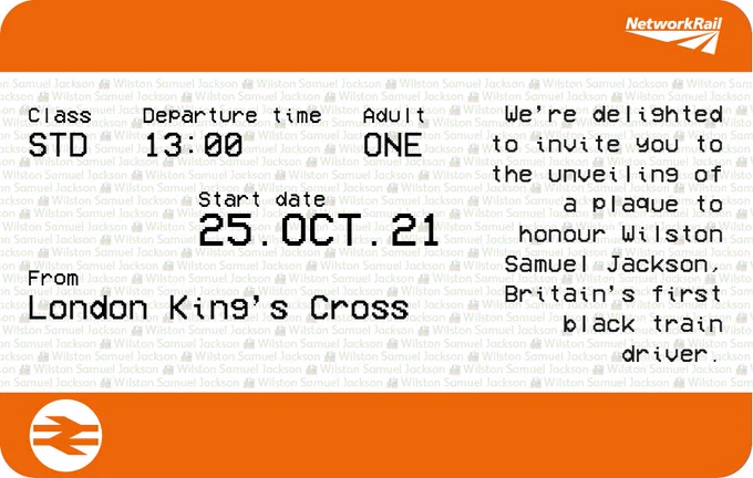 The specially designed ticket for the unveiling of Wilston Samuel Jackson's plaque.