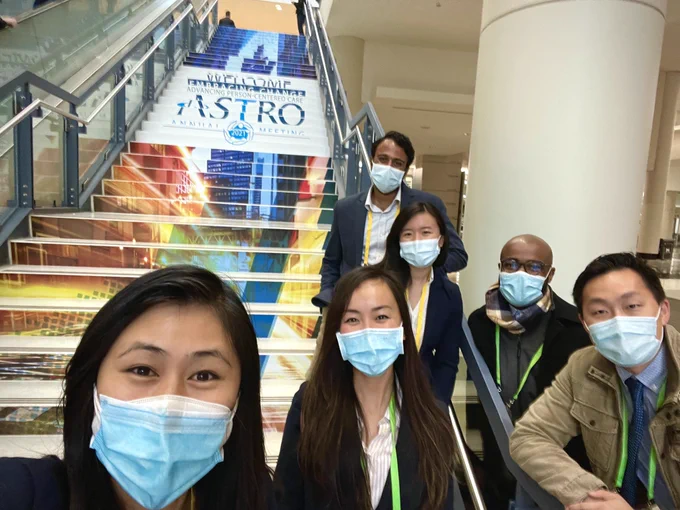 UCSF Rad Onc residents on McCormick Place Convention Center stairwell