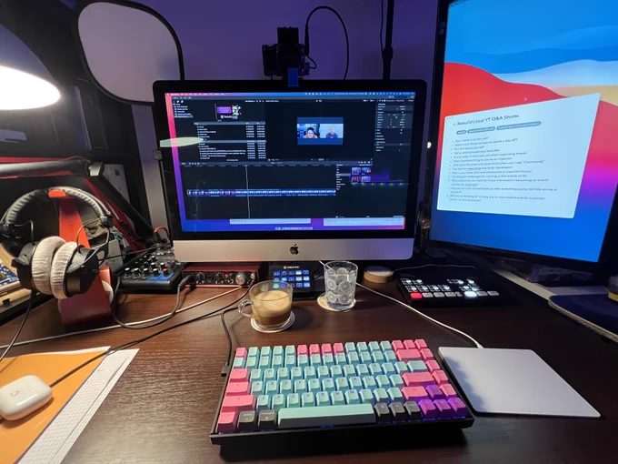 my desk setup with final cut pro editing last week’s interview with Thomas Shaw