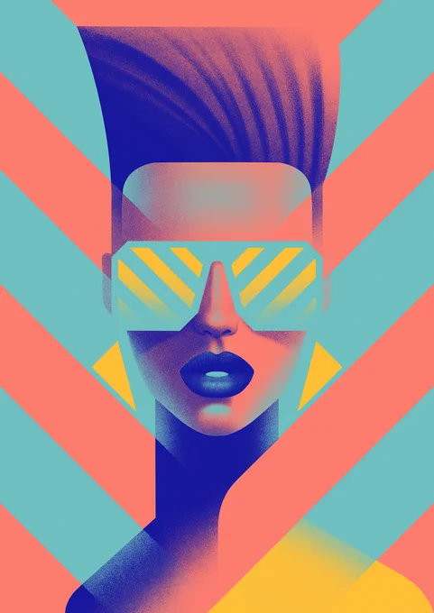 An illustration of a woman wearing sunglasses with a high top fade.