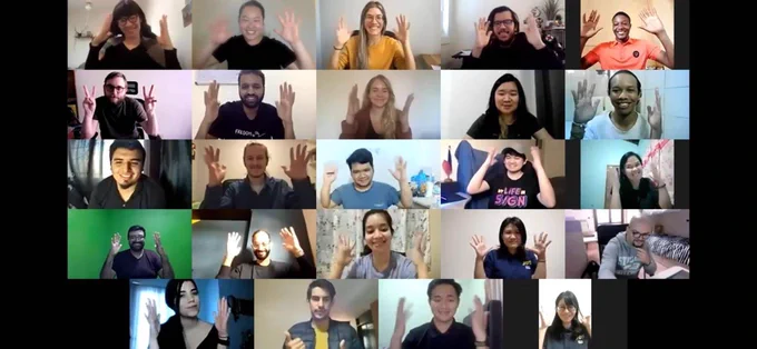 Zoom screenshot of 24 people