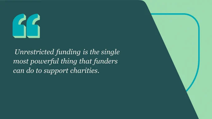 Quote: unrestricted funding is the single most powerful thing that funders can do to support charities. 