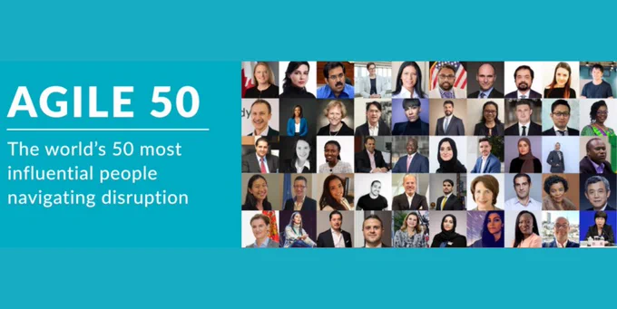 Profile images of the 50 people selected in apolitical's Agile 50 list