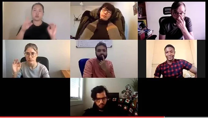 Zoom screenshot of 7 people