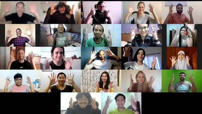 Zoom screenshot of 22 people