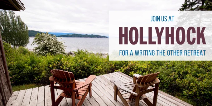 Image of two ariondack chairs on a wooden porch loverlooking a wooded area and beyond that, water and mountains.