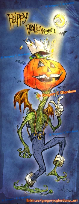 A spooky and fun loving pumpkin man dances his way through the halloween night