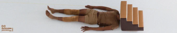 Artwork of club Berghain's November 2021 Flyer, showing Jimmy Robert's performance ‘Descendances du nu’, 2016, photographed by O.H. Dancy, performed atCentre d'art contemporain – la synagogue de Delme, France, courtesy of the artist and Tanya Leighton, Berlin. More information available at https://www.e-flux.com/announcements/54566/jimmy-robertdescendances-du-nu/
