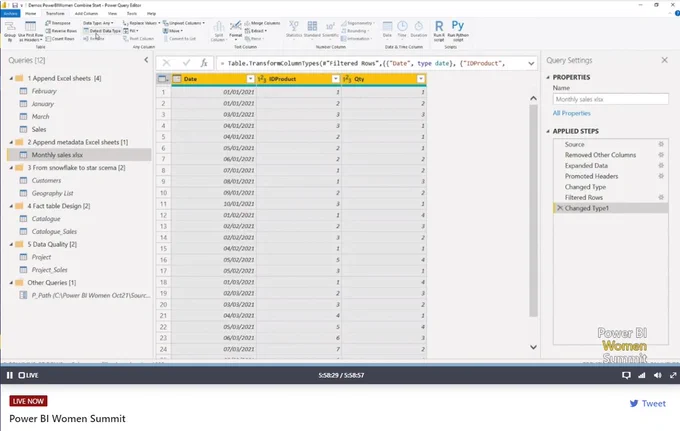 Power Query Editor for the live demo about combining queries.