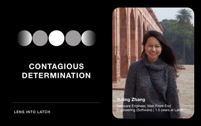 Lens into Latch campaign featuring Yuting Zhang's photo and quote.