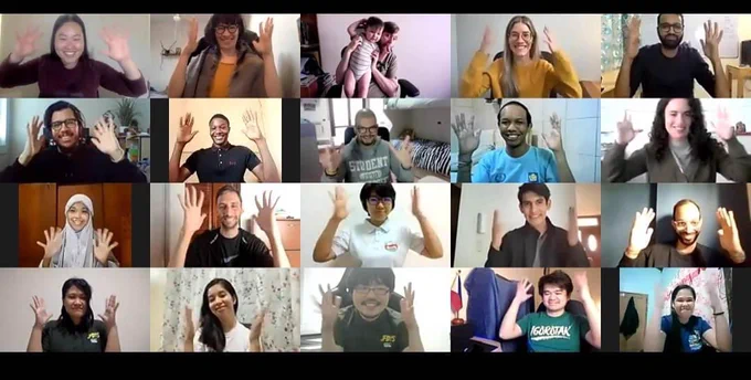 Zoom screenshot of 20 people