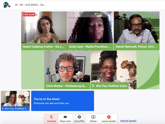 Screenshot of the panelists for the 2021 UNESCO Remote Radio Week on Day 5, the last day on Fri., Nov. 5, 2021.