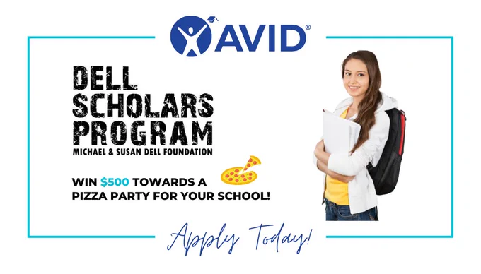 Dell Scholars Program, Michael & Susan Dell Foundation. Win $500 towards  a pizza party  for your school. Apply today!
