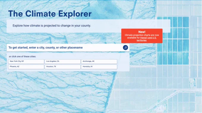 Screenshot of Climate Explorer tool interface.