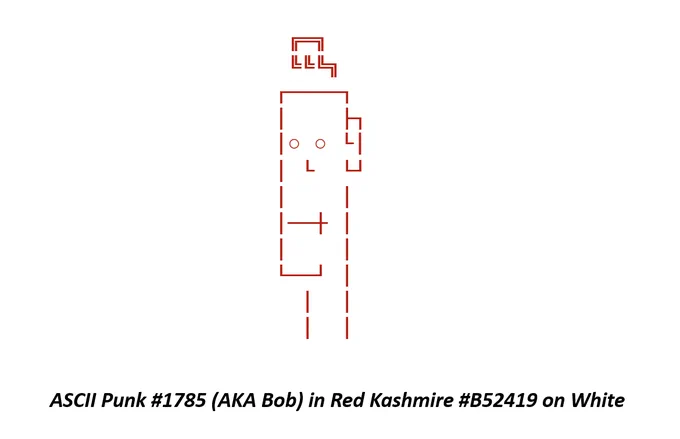 ASCII Punk #1785 (AKA Bob) in Red Kashmire #B52419 on White