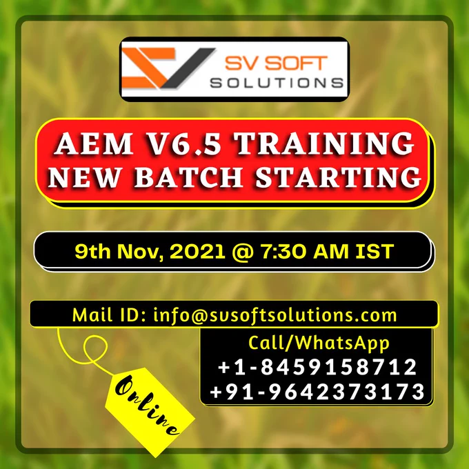 SV Soft Solutions Adobe AEM Training Experience manager training latest version on 9th November 2021