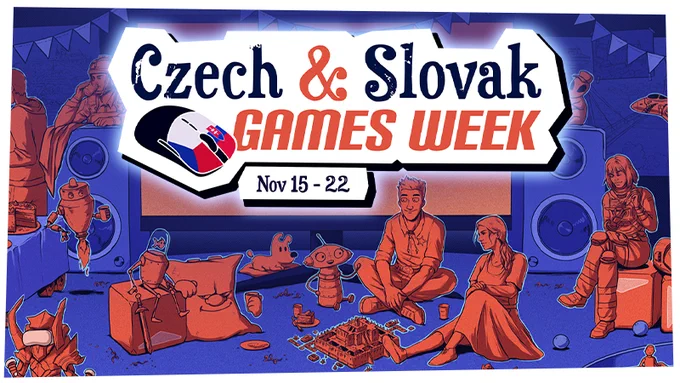 Logo of the Czech & Slovak Games Week with characters from various games