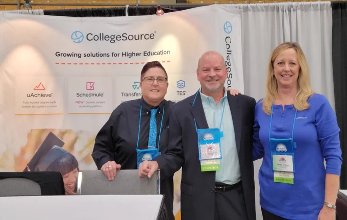 Michelle, John, and Shelly at the CollegeSource booth at TACRAO.