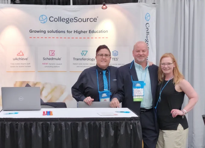 Michelle, John, and Chris at the CollegeSource booth at TACRAO.