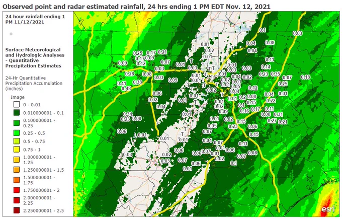 Radar estimated rainfall and reports over the last 24 hours.