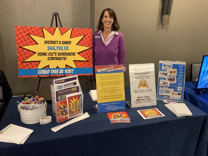 Julie at CLC’s booth at the CABE CAPSS conference
