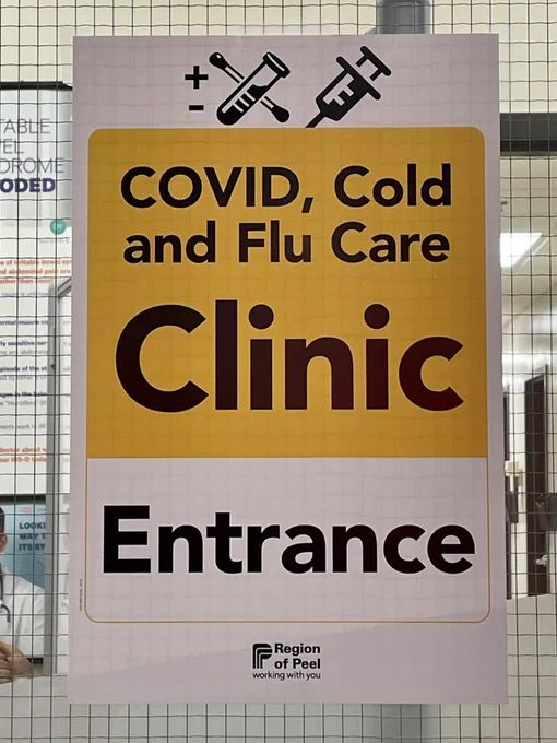 Covid, Cold and Flu Care Clinic entrance sign