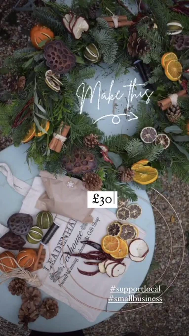 Make your own Christmas wreath kit. Includes moss ring, wire, fruits, accessories. £30 including free delivery to local areas to Leadenham, Cliff villages, Coddington & Newark. Email or DM us to order.