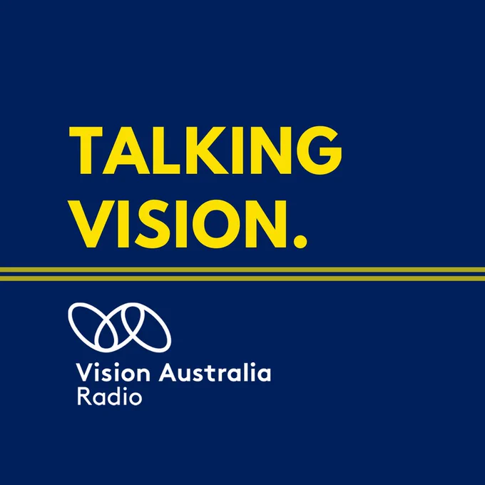 The words "Talking Vision" displayed over the Vision Australia Radio logo