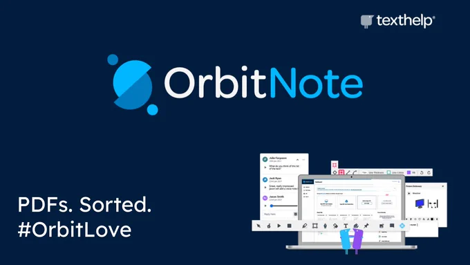 OrbitNote logo with image of screen and PDF toolbar and the hashtag #OrbitLove
