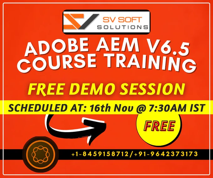 Learn Adobe AEM v6.5 Course Training program by SV Soft Solutions with a free demo session on 16th November 2021