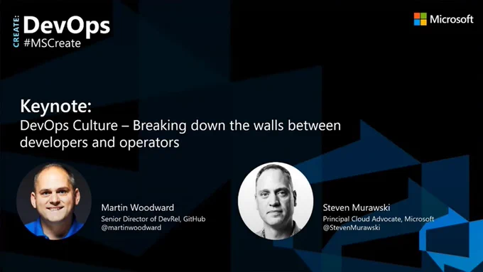 ...from this year's #MSCreate, here's the @MartinWoodward and @StevenMurawski keynote: Breaking down the walls between developers and operations. 📽️➡️ 